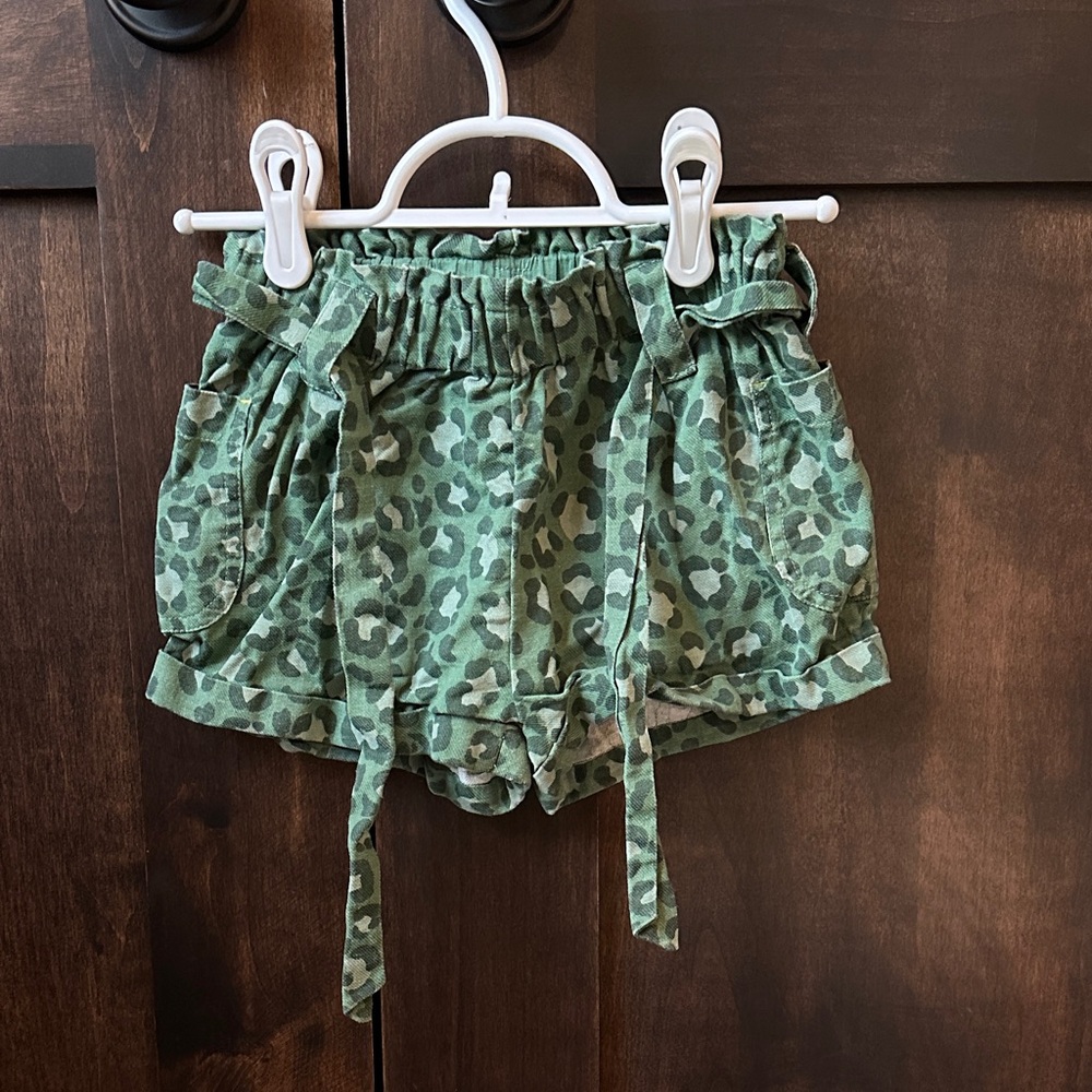 Green Leopard Print Shorts